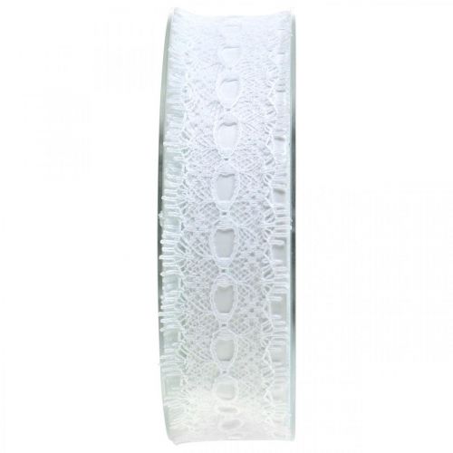 Cinta con encaje, decoración de boda, cinta decorativa Blanco W35mm L20m