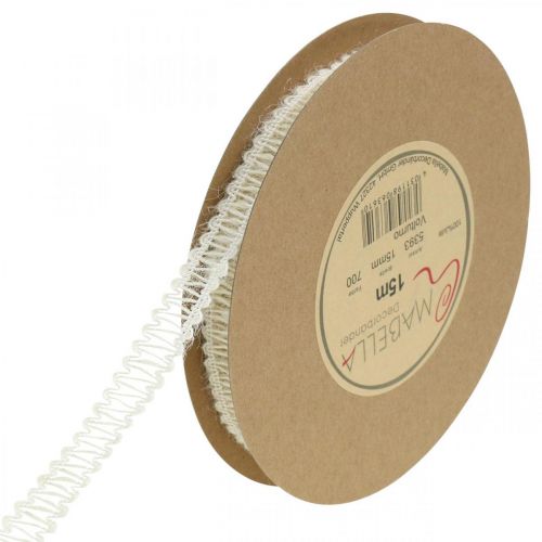 Artículo Cinta decorativa yute, cinta de regalo natural blanco crema 15mm 15m