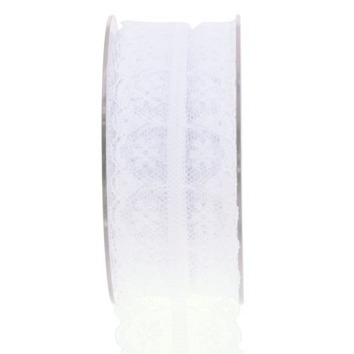 Floristik24 Cinta encaje vintage blanco 40mm 20m