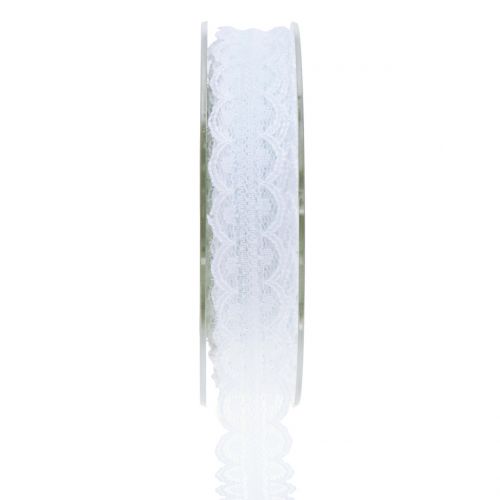 Floristik24 Banda de encaje con borde ondulado blanco 20mm 20m