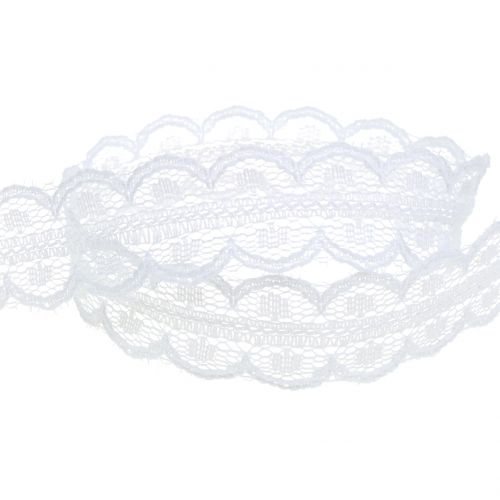 Floristik24 Banda de encaje con borde ondulado blanco 20mm 20m