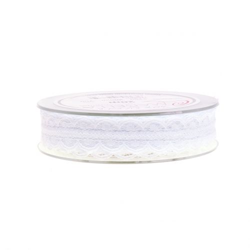 Floristik24 Banda de encaje con borde ondulado blanco 20mm 20m