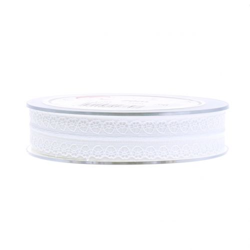 Floristik24 Cinta encaje vintage blanco 20mm 20m