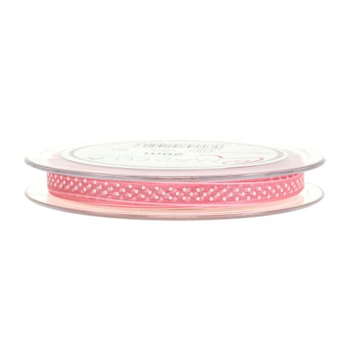 Floristik24 Cinta decorativa con lunares rosa 7mm L20m