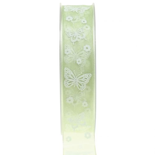 Floristik24 Cinta Organza Mariposa Menta 25mm 20m