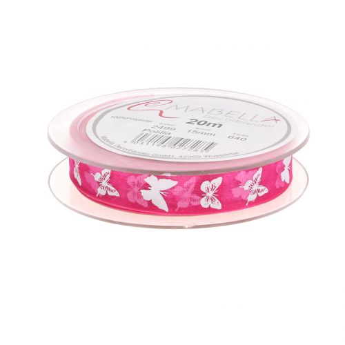 Floristik24 Cinta organza mariposa rosa 15mm 20m