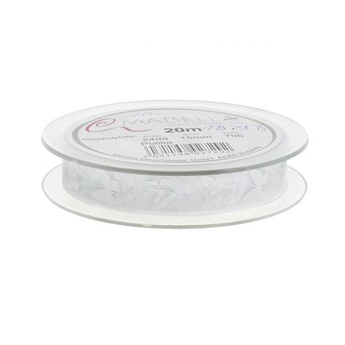 Floristik24 Cinta Organza Mariposa Blanca 15mm 20m