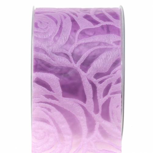 Cinta decorativa rosas ancha violeta 63mm 20m