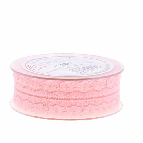 Floristik24 Cinta de encaje cinta decorativa rosa 20m 3cm envoltorio de regalo