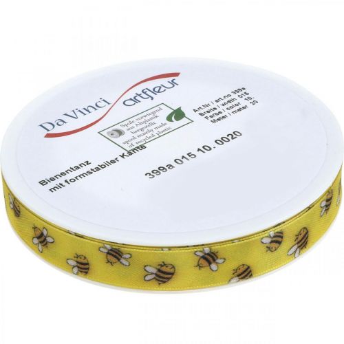 Artículo Cinta decorativa amarillo primavera, cinta con abejas B15mm L20m