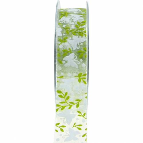 Floristik24 Cinta decorativa con mariposas 25mm cinta de organza verde cinta de regalo 20m