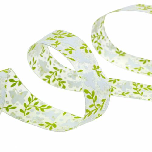 Artículo Cinta decorativa con mariposas 25mm cinta de organza verde cinta de regalo 20m