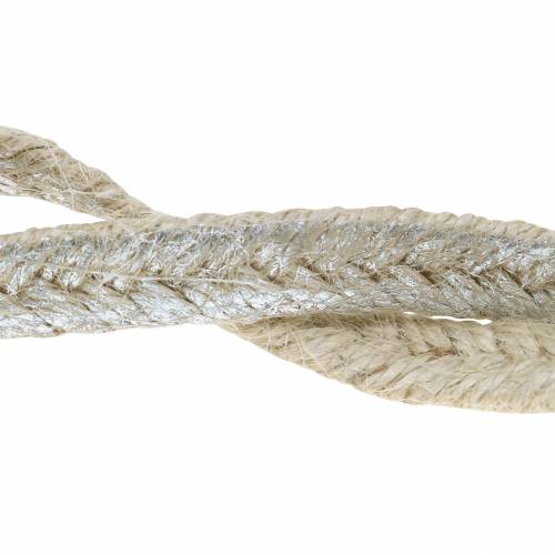 Floristik24 Cordón ancho yute plateado 10mm 4m