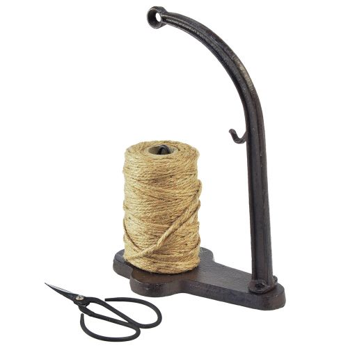 Floristik24 Dispensador de hilos, tijeras de hierro fundido, rollo de yute, Al. 25 cm