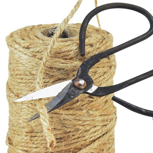 Floristik24 Dispensador de hilos, tijeras de hierro fundido, rollo de yute, Al. 25 cm