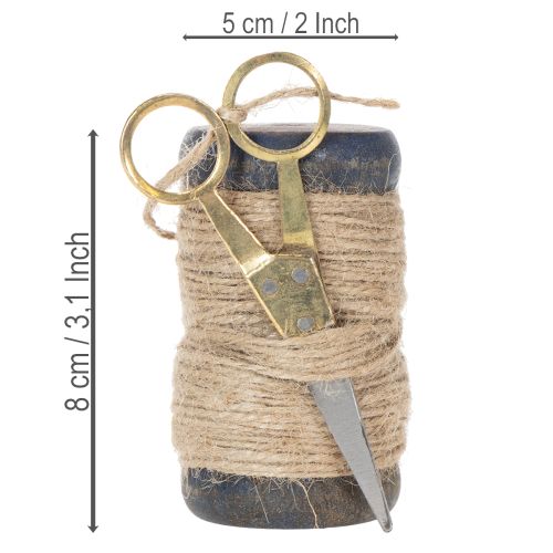 Artículo Carrete de cinta de yute con tijeras Ø5cm H8cm 2 unidades