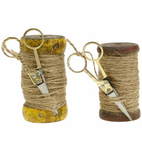 Artículo Bobina de cinta cinta de yute con tijeras Ø5cm H8cm 2pcs