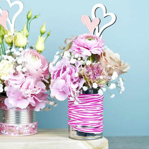 Floristik24 Bast como cinta de regalo rosa-blanco 200m