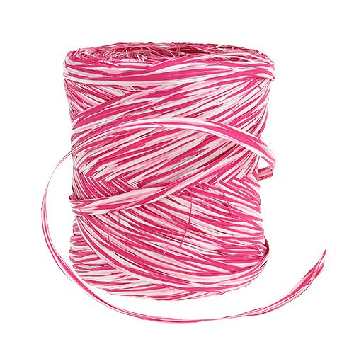 Floristik24 Bast como cinta de regalo rosa-blanco 200m