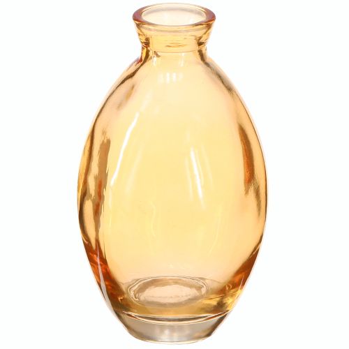 Jarrón bulboso de cristal mini jarrones naranja Ø7cm H12cm 6 uds