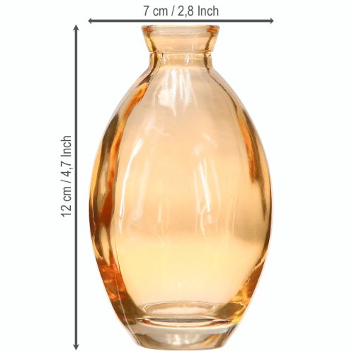 Artículo Jarrón bulboso de cristal mini jarrones naranja Ø7cm H12cm 6 uds