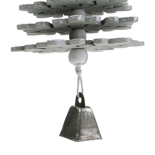 Artículo Decoración navideña Árbol para colgar con campana Color plata 29cm