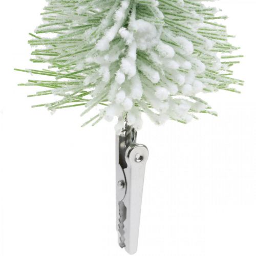 Floristik24 Decoración navideña Árbol de Navidad con clips para nieve verde Al. 13/19 cm 4 piezas