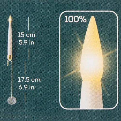 Artículo Velas de árbol LED con luz amarilla de cristal de 31 cm, 10 unidades