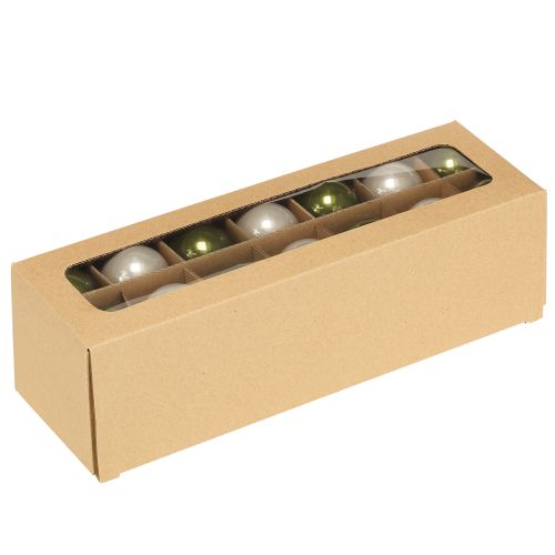 Artículo Bolas de árbol mini bolas de Navidad cristal verde plata 4 cm 24 uds