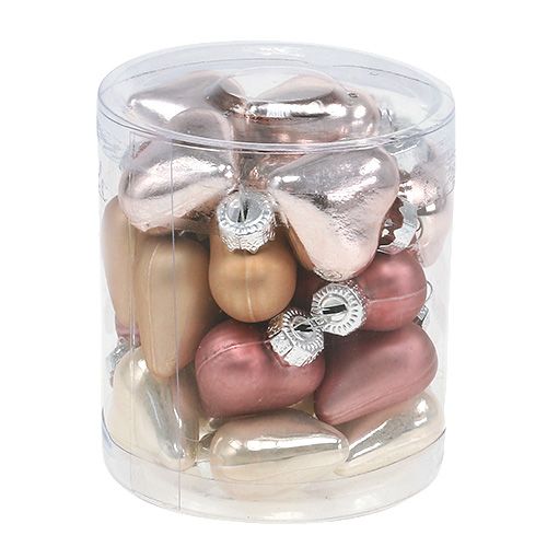 Floristik24 Adornos para árboles corazones mix rosa 3cm 24 piezas