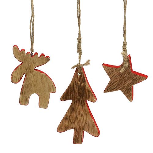 Floristik24 Adornos para árboles mix rojo, naturaleza 7cm - 9cm 9pcs