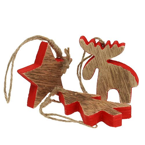 Floristik24 Adornos para árboles mix rojo, naturaleza 7cm - 9cm 9pcs