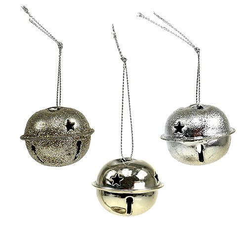 Floristik24 Decoración del árbol de navidad campana de metal 4cm plata 12pcs