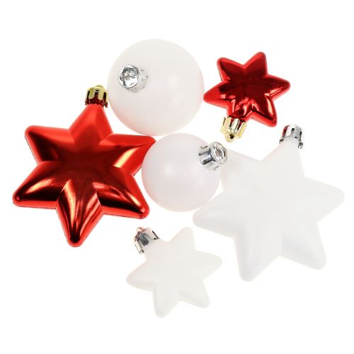 Mezcla de decoración para árboles rojo, blanco 36 piezas