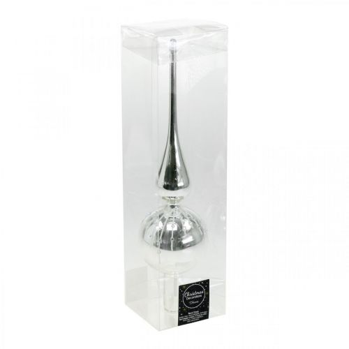 Floristik24 Tapa de árbol de Navidad con decoración brillante, decoración de árbol, tapa de árbol de Navidad carámbano plateado / blanco Al 31cm