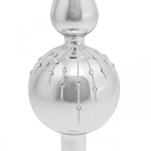 Floristik24 Tapa de árbol de Navidad con decoración brillante, decoración de árbol, tapa de árbol de Navidad carámbano plateado / blanco Al 31cm