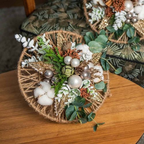 Artículo Decoración de flores de algodón decoración natural de algodón seco Ø6cm 12 piezas