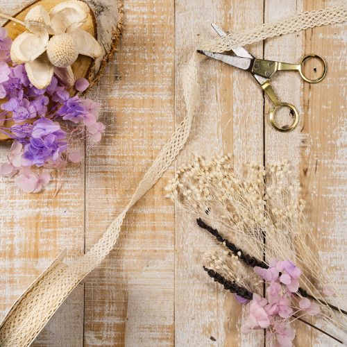 Cinta de encaje de algodón para decoración y manualidades, 15 mm de ancho, 10 m de largo. | Floristik24.es