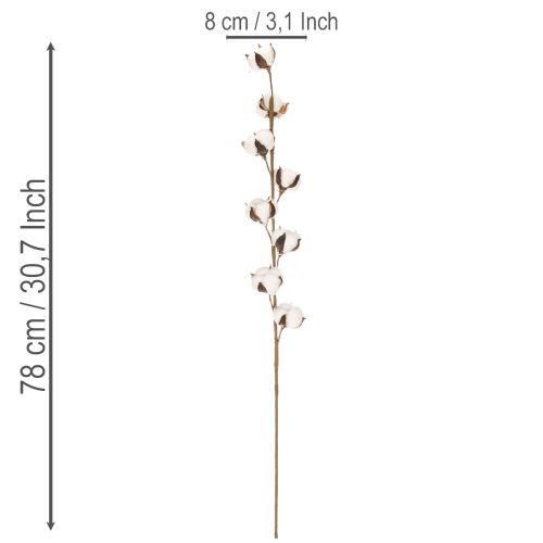 Rama artificial de algodón con 8 flores naturales, 78 cm. | Floristik24.es