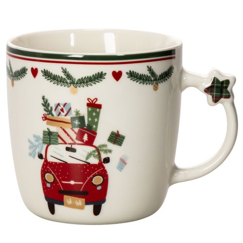 Taza de cerámica con motivos navideños, coche y regalos, 9 cm. comprar | Floristik24.es