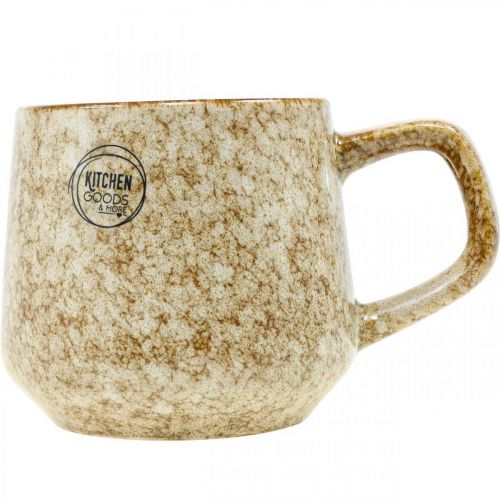 Floristik24 Taza de gres taza con asa marrón, beige 9,5cm 2uds