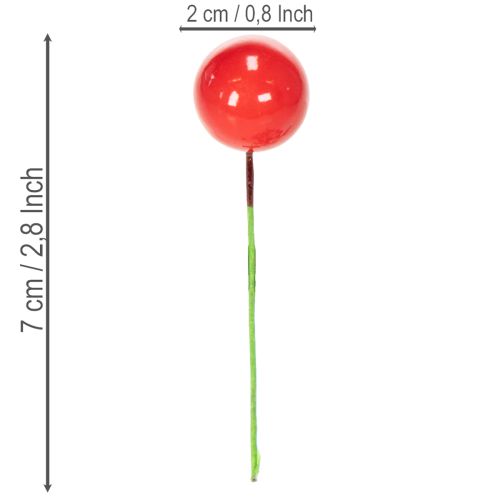 Mini adornos navideños artificiales de bayas rojas para decoración floral, 2 cm, 48 unidades. | Floristik24.es