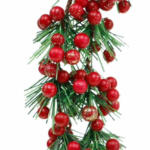Floristik24 Corona de bayas verde artificial, rojo brillo Ø18cm