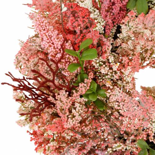 Floristik24 Corona de brezo rosa artificial Ø48cm