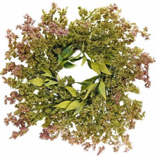 Floristik24 Corona de brezo artificial verde, rosa Ø72cm