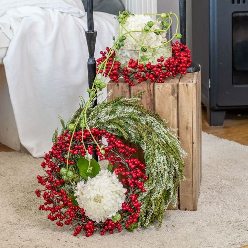 Artículo Corona de Bayas Plantas Artificiales Rojas Navidad Roja Ø35cm