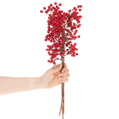 Rama de acebo artificial con bayas rojas, rama decorativa para jarrones, 47 cm, 3 piezas. | Floristik24.es