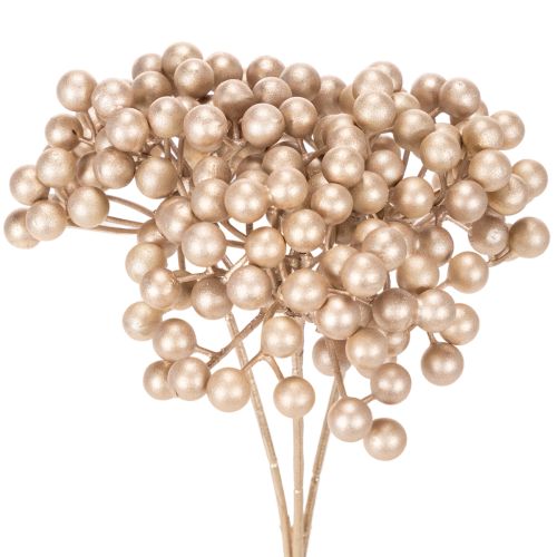 Rama artificial de bayas, decoración color champán, 28 cm, 3 piezas comprar | Floristik24.es
