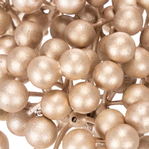 Rama artificial de bayas, decoración color champán, 28 cm, 3 piezas | Floristik24.es