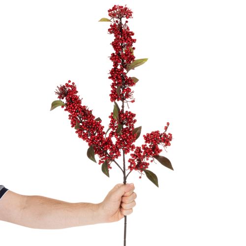 Rama artificial con bayas rojas y hojas, 96 cm. | Floristik24.es